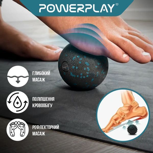 Масажний м'яч PowerPlay PP-4350 Epp Massage Ball (d8) Чорно/Блакитний PP-4350_Cyan_d8 фото