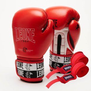Боксерські рукавиці Leone GN208 ICONIC Red 12 унцій (бинти 4 м. в комплекті) GN208_Red_12oz фото