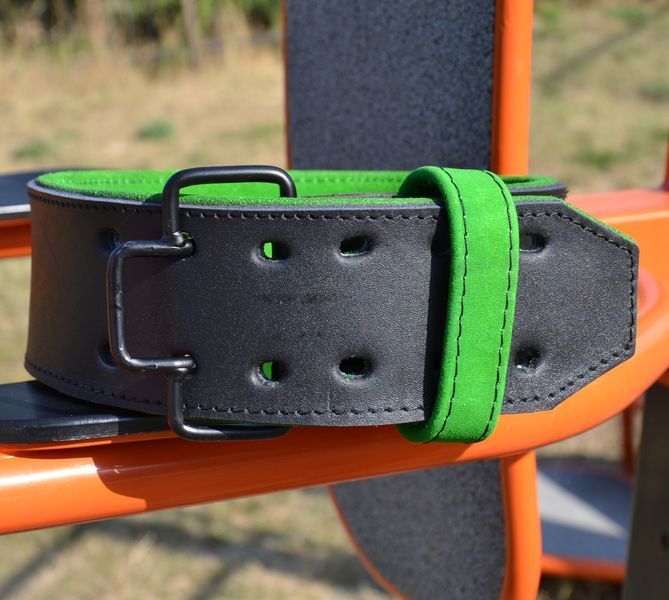 Пояс для важкої атлетики MadMax MFB-302 Quick Release Belt шкіряний Black/Green L MFB-302_L фото