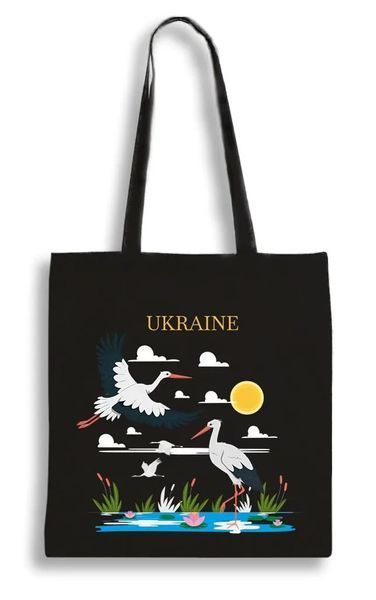 Екошопер чорний Ukraine Журавлі Символ щастя  10311023627 фото