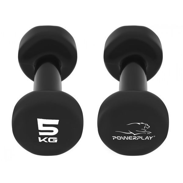Гантелі вінілові PowerPlay 4125 Achilles 2*5 кг. Чорні (пара - 2шт.) PP_4125_5kg_2in фото