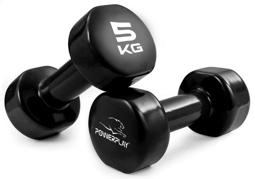 Гантелі вінілові PowerPlay 4125 Achilles 2*5 кг. Чорні (пара - 2шт.) PP_4125_5kg_2in фото