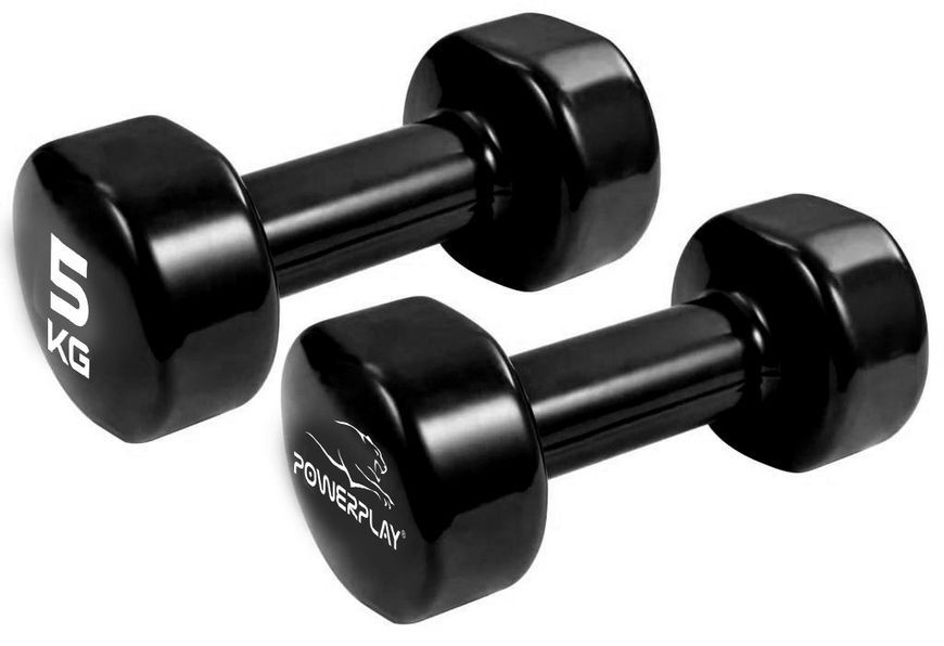 Гантелі вінілові PowerPlay 4125 Achilles 2*5 кг. Чорні (пара - 2шт.) PP_4125_5kg_2in фото