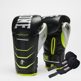 Боксерські рукавиці Leone GN110F REVO FLUO Black 12 унцій (бинти 4 м. в комплекті) GN110F_Black_12oz фото