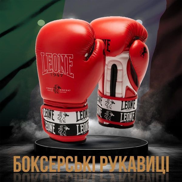 Боксерські рукавиці Leone GN208 ICONIC Red 14 унцій (бинти 4 м. в комплекті) GN208_Red_14oz фото