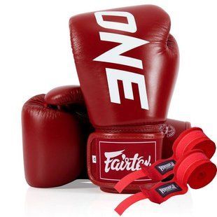 Боксерські рукавиці Fairtex BGV1-ONE (натуральна шкіра) Red 14 унцій (бинти в комплекті) BGV1-ONE_14oz_Red фото