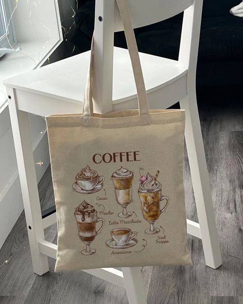 Екошопер бежевий But first Coffee 10311023775 фото