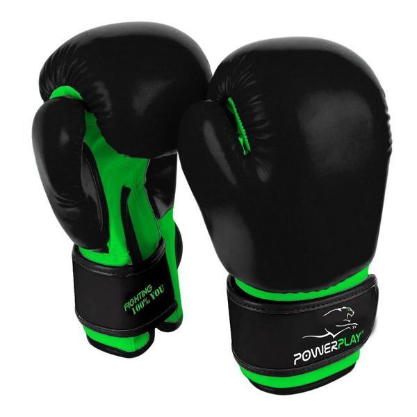 Боксерські рукавиці PowerPlay 3004 JR Classic Чорно-Зелені 8 унцій PP_3004JR_8oz_Black/Green фото