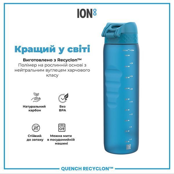 Пляшка для води&nbsp;ION8&nbsp;1000 мл. (ЕКО пляшка) BPA Free, Blue I8RF1000BLU фото