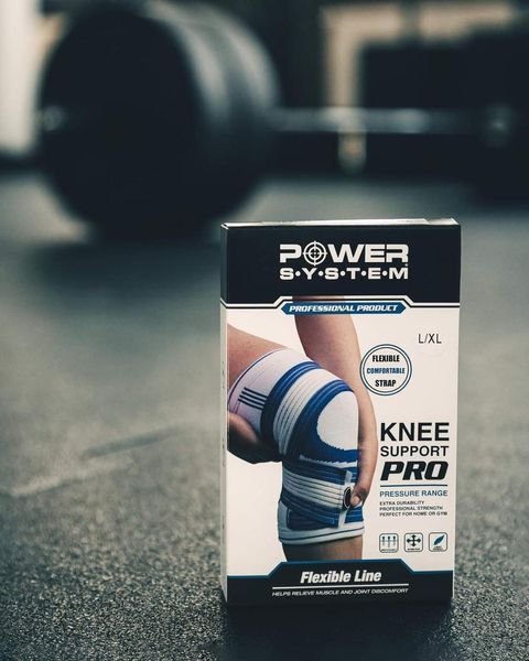 Наколінник Power System PS-6008 Knee Support Pro Blue/White (1шт.) S/M PS-6008_S/M_White-Blue фото
