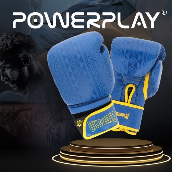 Боксерські рукавиці PowerPlay 3021 Ukraine Синьо-Жовті 12 унцій PP_3021_12oz_Blue-Yellow фото