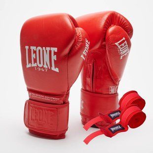 Боксерські рукавиці Leone GN111 THE GREATEST Red 14 унцій (бинти 4 м. в комплекті) GN111_Red_14oz фото