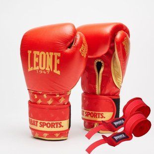 Боксерські рукавиці Leone GN220 DNA Red 12 унцій (бинти 4 м. в комплекті) GN220_Red_12oz фото