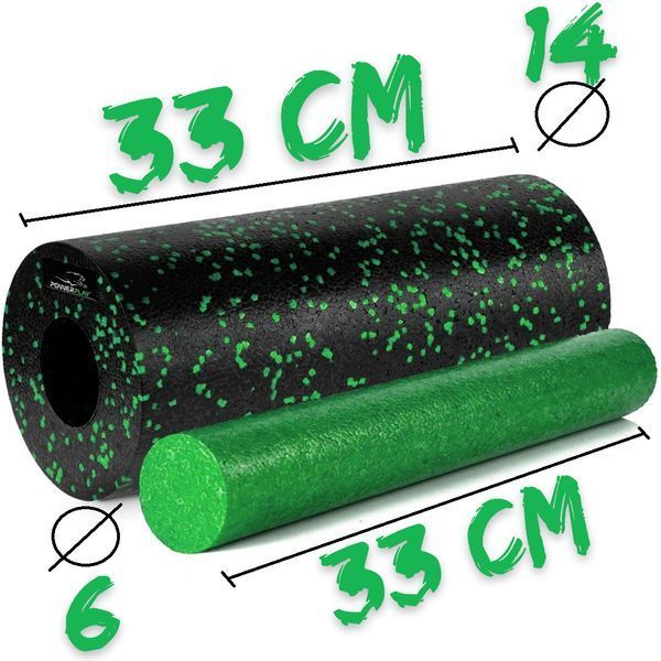 Масажний ролик (роллер) гладкий PowerPlay PP-4348 2 in 1 EPP Foam Roller Чорно/Зелений (33x14см.) PP_4348_Green_(33*14) фото