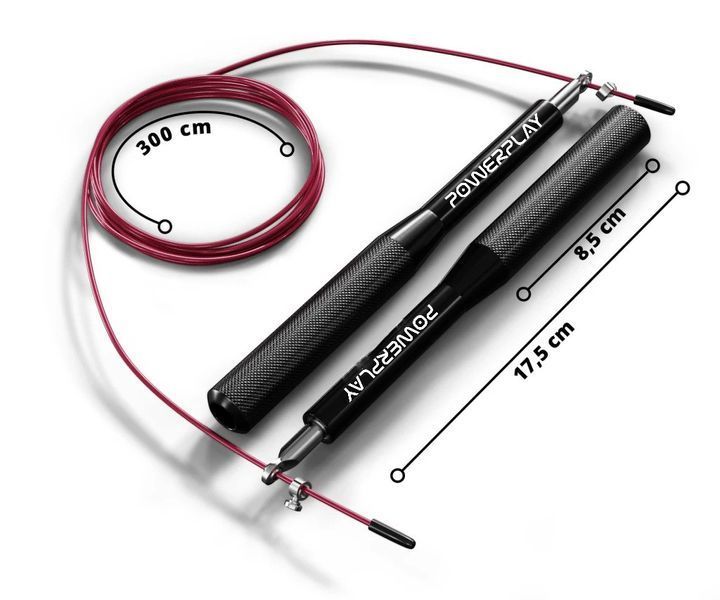Скакалка швидкісна на підшипниках алюмінієва PowerPlay 4207 Elite Jump Rope Чорна (3m.) PP_4207_Black фото