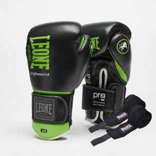 Боксерські рукавиці Leone GN115 PROFESSIONAL 2 Black 10 унцій (бинти 4 м. в комплекті) GN115_Black_10oz фото