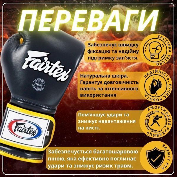 Боксерські рукавиці Fairtex BGV9 Mexican Blue/Yellow 18 унцій (бинти в комплекті) BGV9_Mexican_18oz_Blue/Y фото