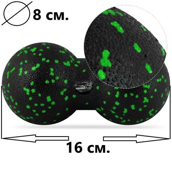 Набір для масажу та йоги PowerPlay PP_4095 EPP (Ролик 45*15 + 2-ва мячі) Green + резика 5.5 кг. PP_4095_Green фото