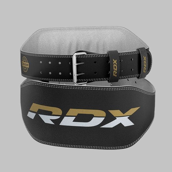 Пояс для важкої атлетики RDX 6 шкіряний Black Gold XL WBS-6RB-XL фото