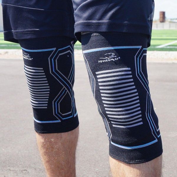 Наколінники спортивні PowerPlay PP-4099 Knee Support Чорно/Сині S/M (пара) PP_4099_S/M_Bl/Blue фото