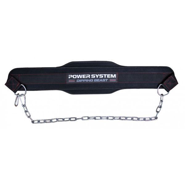 Пояс для обтяжень з ланцюгом Power System PS-3860 Dipping Beast неопреновий Black/Red PS-3860_Black/Red фото
