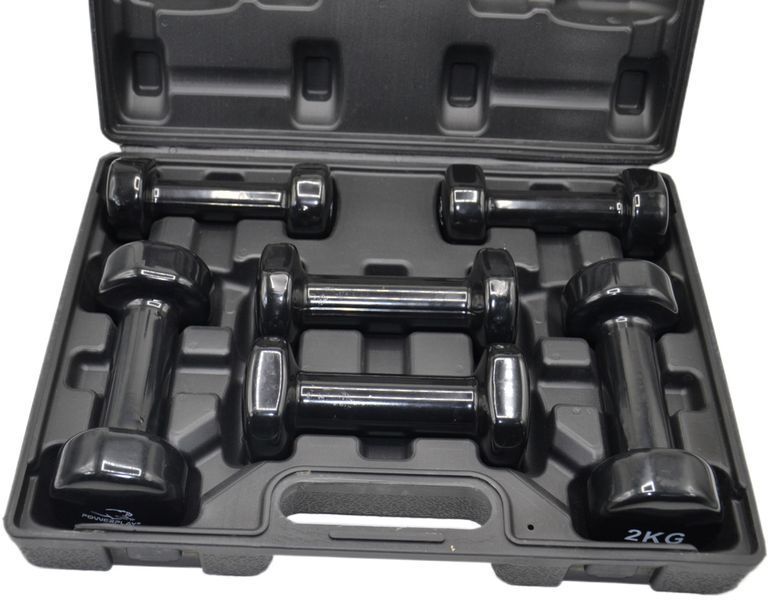 Набір гантелей в кейсі 9 кг. PowerPlay 4121 Fitness Dumbells (2шт.*1кг. 2шт.*1,5кг. 2шт.*2кг.) PP_4121_9kg фото