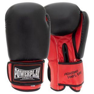 Боксерські рукавиці PowerPlay 3004 Classic Чорно-Червоні 14 унцій PP_3004_14oz_Bl/Red фото