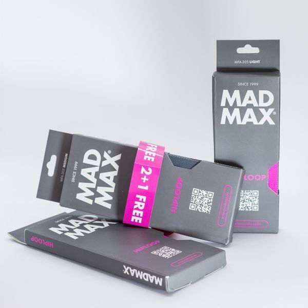 Набір тканевих гумок для фітнесу та спорту MadMax MFA-305 Hiploop set 3 pcs. Grey/Pink MFA-305-3set фото