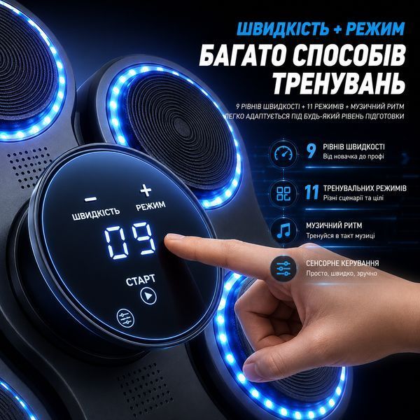 Настінний боксерський тренажер PowerPlay PP_4419 (музична боксерська машина-тренажер) PP_4419 фото