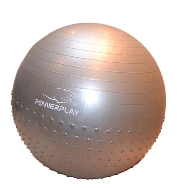 М'яч для фітнесу (фітбол) напівмасажний PowerPlay 4003 &Oslash;65 cm Gymball Сірий + помпа PP_4003_65cm_Light-grey фото