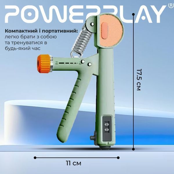 Еспандер кистьовий з лічильником PowerPlay PP-4401 з регульованим навантаженням 10-60 кг. Зелений PP_4401_Green фото