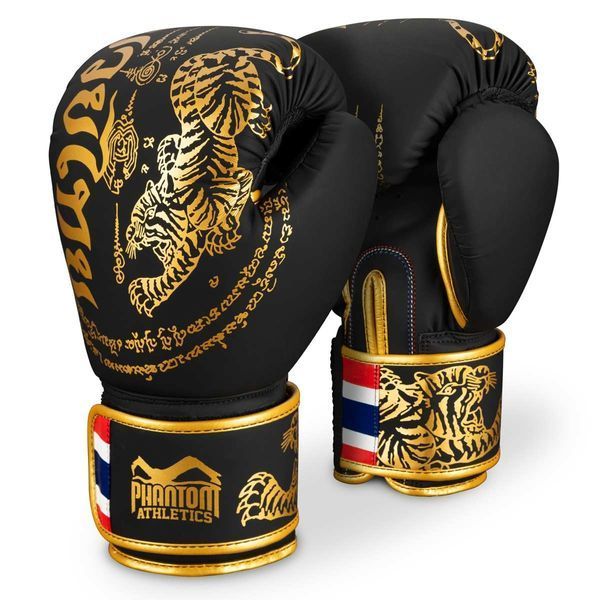 Боксерські рукавиці Phantom Muay Thai Black Gold 16 унцій (Бинти 4м. в подарунок) PHBG2938-16 фото