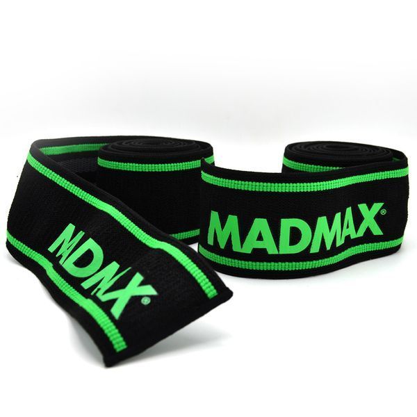 Бинти на коліна MadMax MFA-299 Non slide & slip knee wraps 2.0m Black/Green MFA-299-U фото