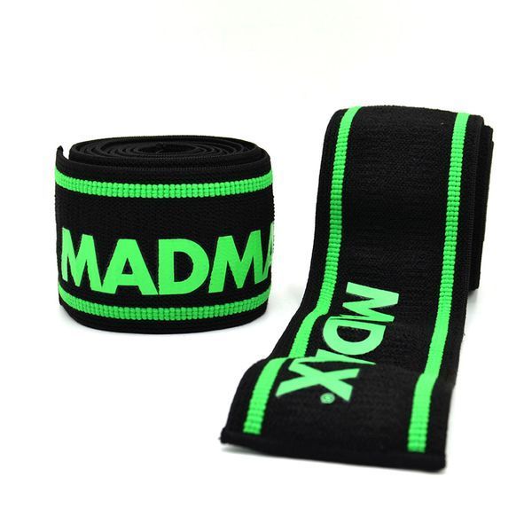 Бинти на коліна MadMax MFA-299 Non slide & slip knee wraps 2.0m Black/Green MFA-299-U фото