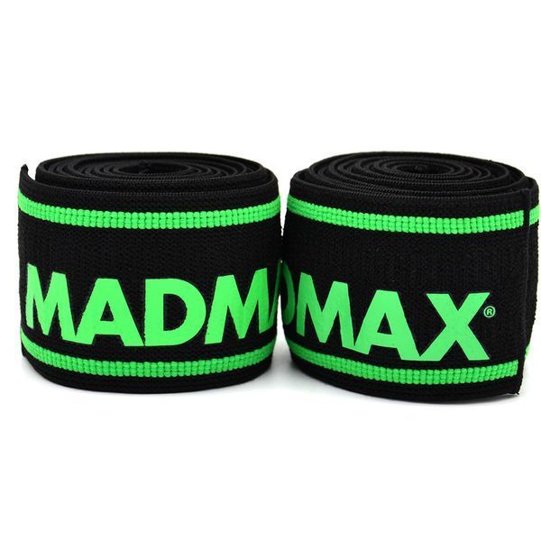 Бинти на коліна MadMax MFA-299 Non slide & slip knee wraps 2.0m Black/Green MFA-299-U фото