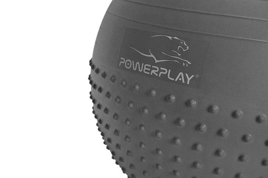 М'яч для фітнесу (фітбол) напівмасажний PowerPlay 4003 &Oslash;65 cm Gymball Сірий + помпа PP_4003_65cm_Light-grey фото