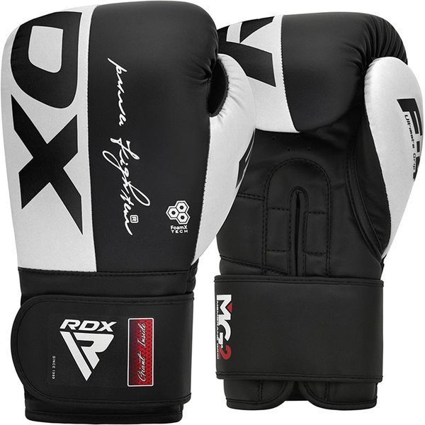 Боксерські рукавиці RDX F4 Boxing Sparring Gloves Hook&Loop WHITE/BLACK 10 унцій (капа у комплекті) BGR-F4B-10OZ фото