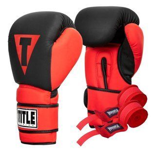 Боксерські рукавиці TITLE Boxing Guts and Glory Black/Red S 10oz (бинти 4м. в комплекті) GGBG S BK/RD фото