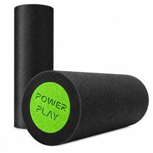 Масажний ролик (роллер) гладкий PowerPlay 4021 Fitness Roller Чорно-зелений (30x15см.) PP_4021_BL/Green_(30*15) фото