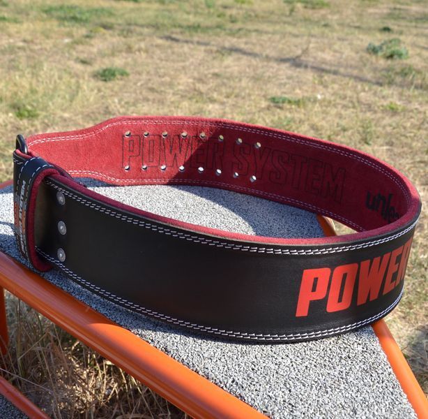 Пояс для важкої атлетики Power System PS-3830 Beast шкіряний Black/Red L PS-3830_L_Black-Red фото