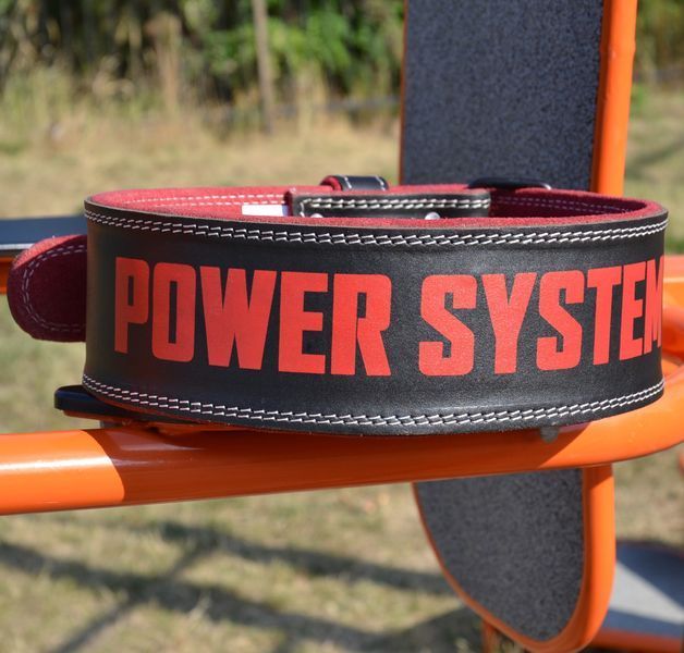 Пояс для важкої атлетики Power System PS-3830 Beast шкіряний Black/Red L PS-3830_L_Black-Red фото