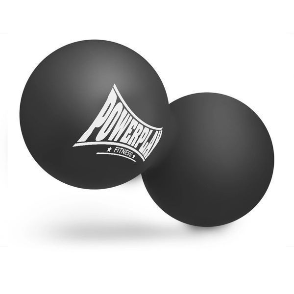Масажний силіконовий подвійний м'яч PowerPlay PP-4355 Silicone Lacrosse Peanut Ball (6.3*12.6см.) Чорний PP-4355_Black фото
