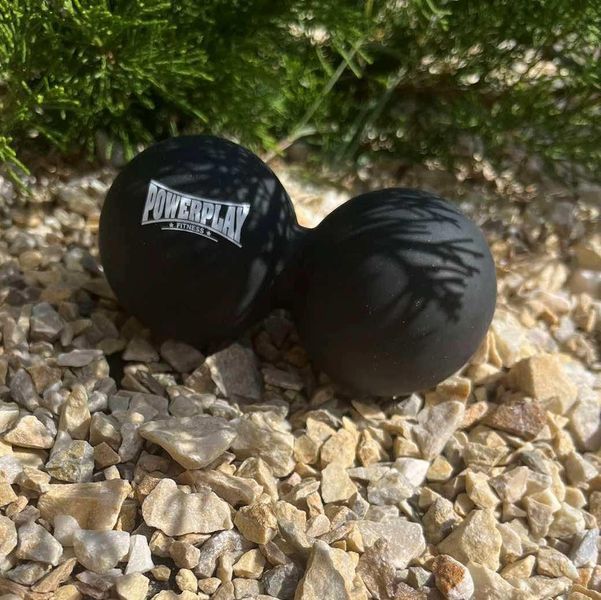Масажний силіконовий подвійний м'яч PowerPlay PP-4355 Silicone Lacrosse Peanut Ball (6.3*12.6см.) Чорний PP-4355_Black фото