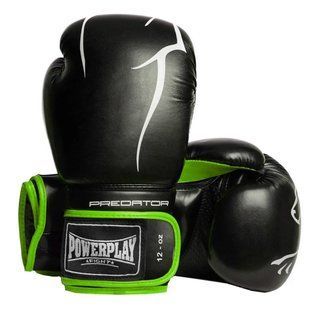 Боксерські рукавиці PowerPlay 3018 Jaguar Чорно-Зелені 14 унцій PP_3018_14oz_Black/Green фото
