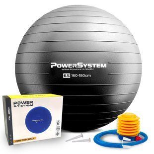 М'яч для фітнесу (фітбол) Power System PS-4012 &Oslash;65 cm PRO Gymball Black 4012BK-0 фото