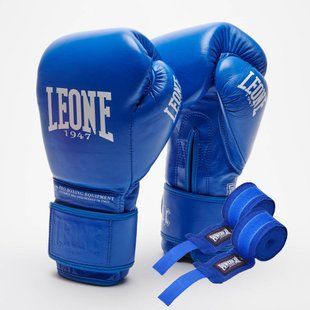 Боксерські рукавиці Leone GN111 THE GREATEST Blue 10 унцій (бинти 4 м. в комплекті) GN111_Blue_10oz фото