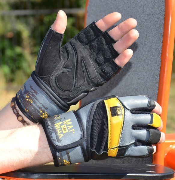 Рукавички для фітнесу MadMax MFG-880 Signature Black/Grey/Yellow XL MFG-880_XL фото