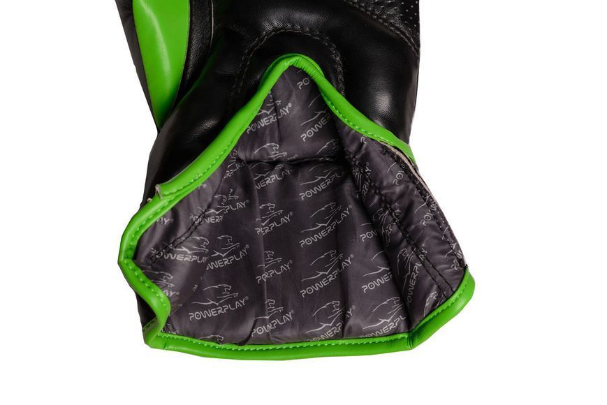 Боксерські рукавиці PowerPlay 3018 Jaguar Чорно-Зелені 16 унцій PP_3018_16oz_Black/Green фото