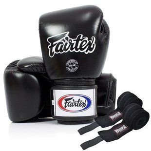 Боксерські рукавиці Fairtex BGV1 Black 18 унцій (бинти в комплекті) BGV1_18oz_Black фото