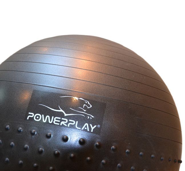 М'яч для фітнесу (фітбол) напівмасажний PowerPlay 4003 &Oslash;75 cm Gymball Темно-сірий + помпа PP_4003_D75_Dark-grey фото